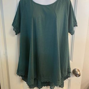 Amaryllis High/Low Forest Green Tunic Top Size L
